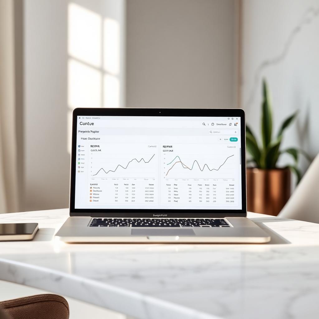 Portátil con dashboard comparando RevPAR y GOPPAR mes a mes