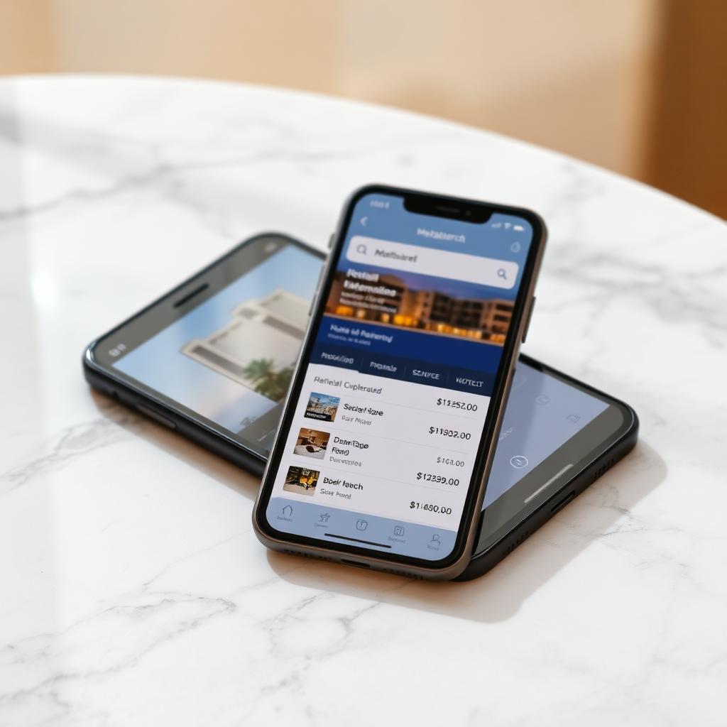 Smartphone con comparador de hoteles mostrando precios al lado