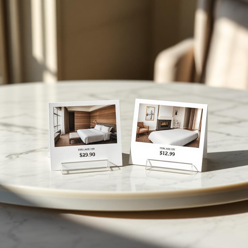 Dos tipos de habitación con tarifas distintas comparadas en mesa